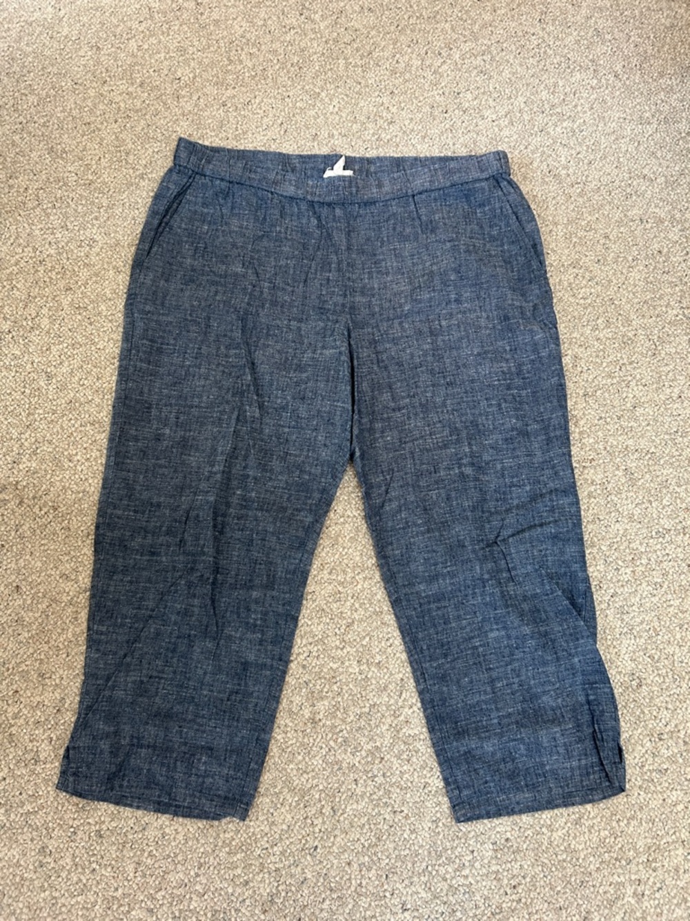 Eileen Fisher Casual Linen-Blend Blue capris